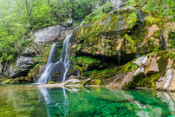 Fototapeta premium Slap Virje waterfall near Bovec village, Slovenia