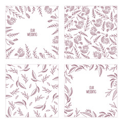 Rustic Set with seamless pattern and wreath for cards 
