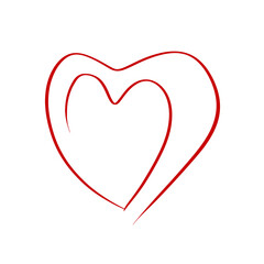 Two valentines day hearts isolated on white background