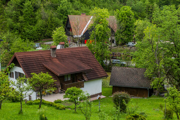 Obraz premium Houses of Podhom village near Bled, Slovenia