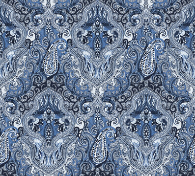 Seamless paisley pattern, ethnic texture print.