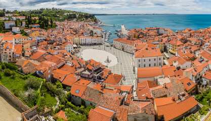 Aerial view of Piran town, Slovenia