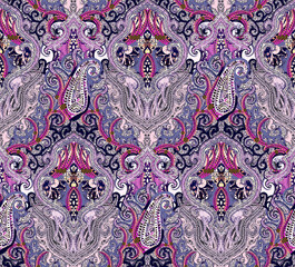 Seamless paisley pattern, ethnic texture print.