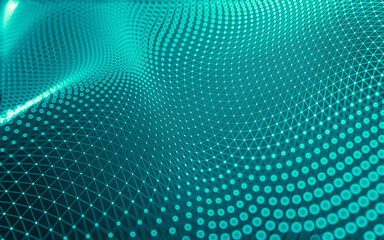 Fototapeta premium Abstract background. Molecules technology with polygonal shapes, connecting dots and lines. Connection structure. Big data visualization.