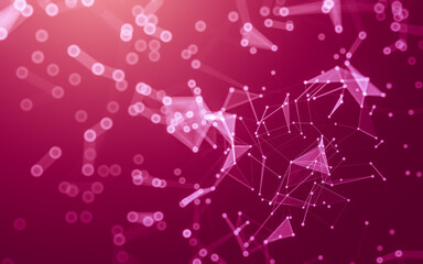 Abstract background. Molecules technology with polygonal shapes, connecting dots and lines. Connection structure. Big data visualization.