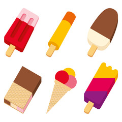 Verschiedene Sorten Eis in 3D