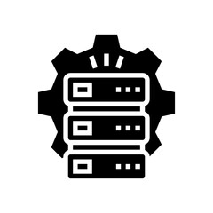 servers work and service glyph icon vector. servers work and service sign. isolated contour symbol black illustration