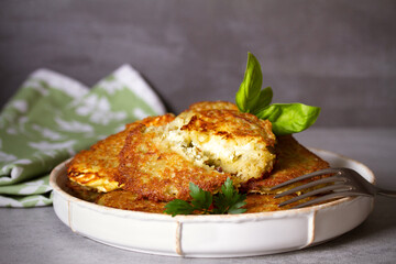 Potato Cakes. Vegetable fritters, latkes, hash browns. Vegetable pancakes