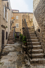 Fototapeta na wymiar Alley in the old town in Budva, Montenegro