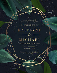 Design vector. Paradise plants, greenery chic card.