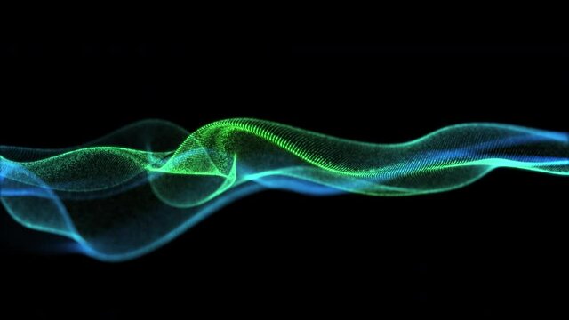 Abstract flowing smooth fractal waves background. Digital network Seamless loop animation