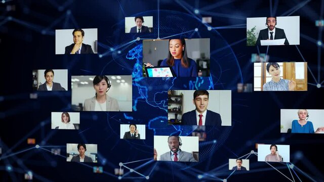 映像配信する人々　ビデオ会議　グローバルネットワーク 