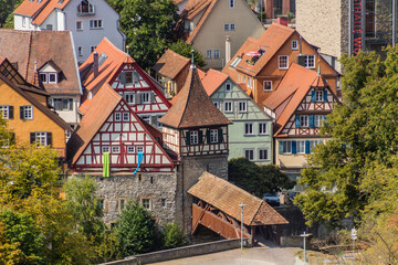 Obraz premium Medieval houses in Schwabisch Hall, Germany