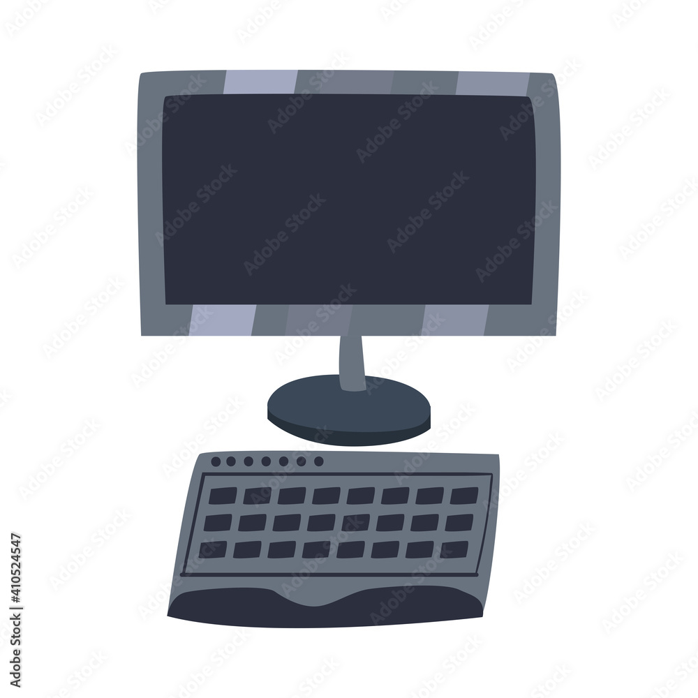 Poster digital computer with keyboard vector design