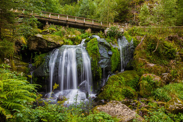 One of Triberg Waterfalls steps in the Black Forest region in , Baden-Wuerttemberg, Germany