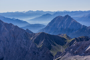 Skyline of mountains viewed from Zugspitze, Germany