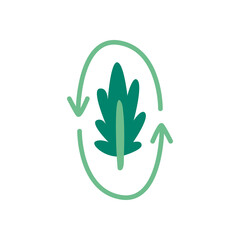 Leaf inside recycle sign vector design