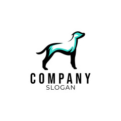 Simple line art wild dog animal logo design