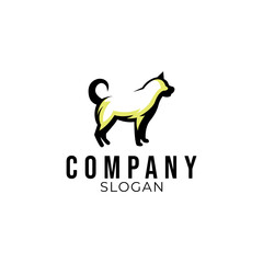 Simple line art wild dog animal logo design