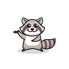 Cute raccoon animal mascot logo design