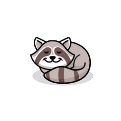 Cute raccoon animal mascot logo design
