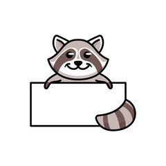 Cute raccoon animal mascot logo design