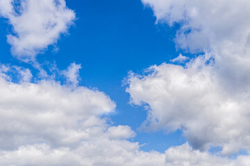 Blue sky with white clouds abstract background or texture.