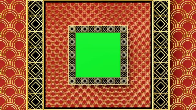 Culture frame pattern design and concept chinese new year festival style., Greeting card, Brochures,Celebration Pattern., 4K Looping Animated Background