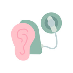 Cybernetics, cochlear implant vector illustration. Simple flat style for web and app. Hearing therapy concept. EPS 10