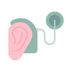 Cybernetics, cochlear implant vector illustration. Simple flat style for web and app. Hearing therapy concept. EPS 10