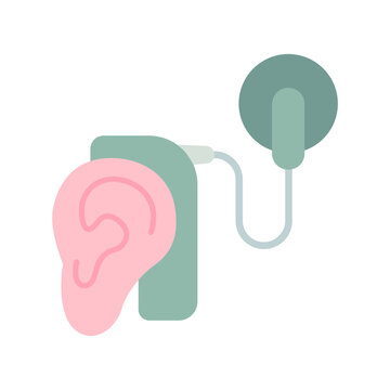 Cybernetics, cochlear implant vector illustration. Simple flat style for web and app. Hearing therapy concept. EPS 10