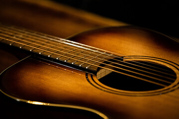 Fototapeta premium acoustic guitar close up
