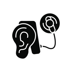 Cybernetics, cochlear implant vector illustration. Simple solid style for web and app. Hearing therapy concept. EPS 10