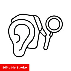 Cybernetics, cochlear implant vector illustration. Simple line style for web and app. Hearing therapy concept. Editable stroke EPS 10