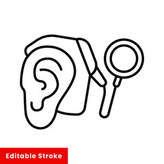 Cybernetics, cochlear implant vector illustration. Simple line style for web and app. Hearing therapy concept. Editable stroke EPS 10