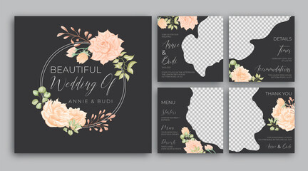 Elegant floral wedding social media post template