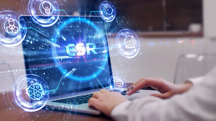 CSR abbreviation, modern technology concept. Business, Technology, Internet and network concept