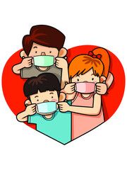 Everyone helped to protect COVID-19 by wearing surgical masks.