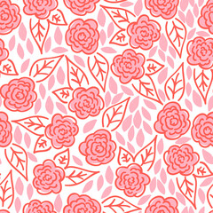 seamless floral pattern with hand-drawn rose flower vector illustration. Good for wrapping wrap, wallpaper, card, fabric, textile, stationary.