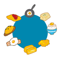 卵料理　円　丸　テキストボックス　フレーム