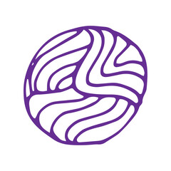 purple outline circle shape. Abstract doodle noodle wool gummy art. Hand drawn vector. Abstract background isolated on white background. Logo, wallpaper, cover, banner, poster, sign or symbol. 