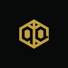 Initial letter QQ hexagon logo design vector