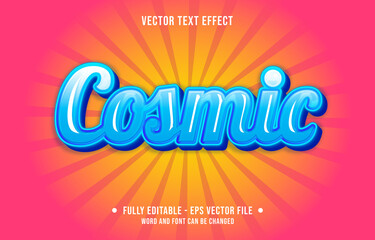 Editable text effect - Cosmic gradient sky blue color artsy style