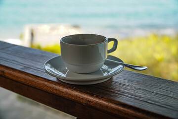 White coffee mugs with natural background