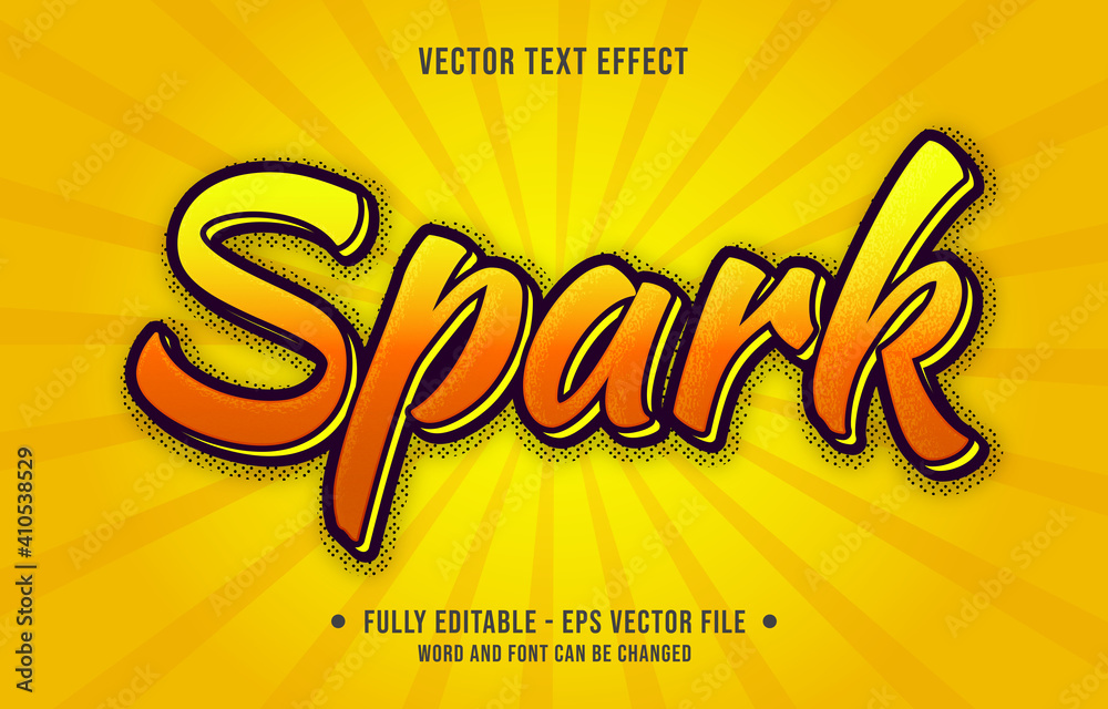 Wall mural editable text effect - spark gradient orange color graffiti style
