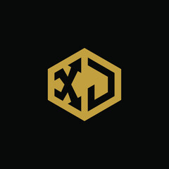 Initial letter XJ hexagon logo design vector