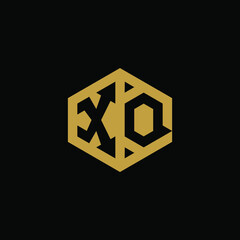 Initial letter XQ hexagon logo design vector
