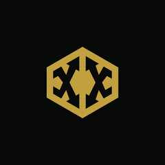 Initial letter XX hexagon logo design vector