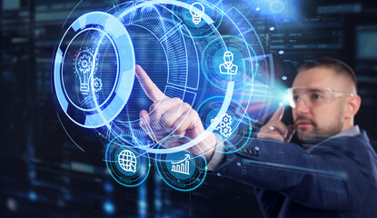 Business, technology, internet and networking concept. Light Bulb innovation Solution.