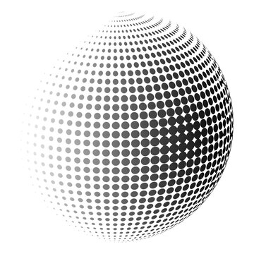 Gradient circles.  Spherical ball point. Abstract halftone dotted background. Geometric art. Stock image. EPS 10.